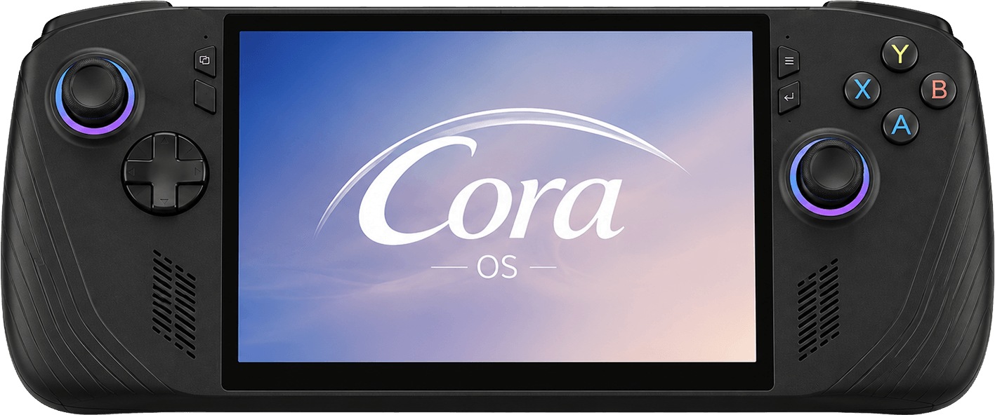 A handheld game console running Cora OS.